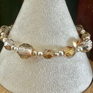 Emily Ray Freshwater Pearl & Champagne Crystal Bracelet
